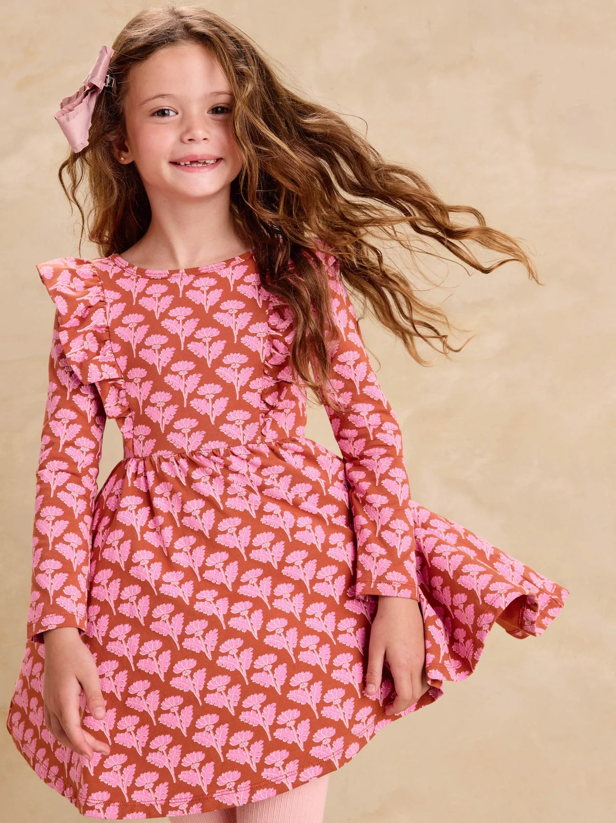 Ruffle Shoulder Dress | Stamped Heirloom Floral