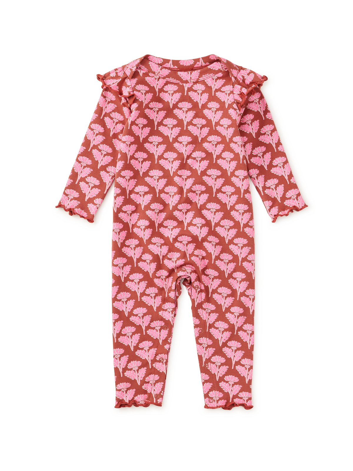 Ruffle Shoulder Baby Romper | Stamped Heirloom Floral
