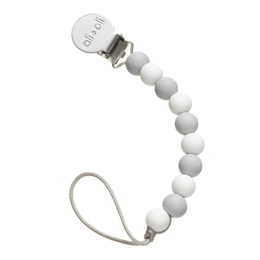 Silicone Pacifier Clip | Grey-White