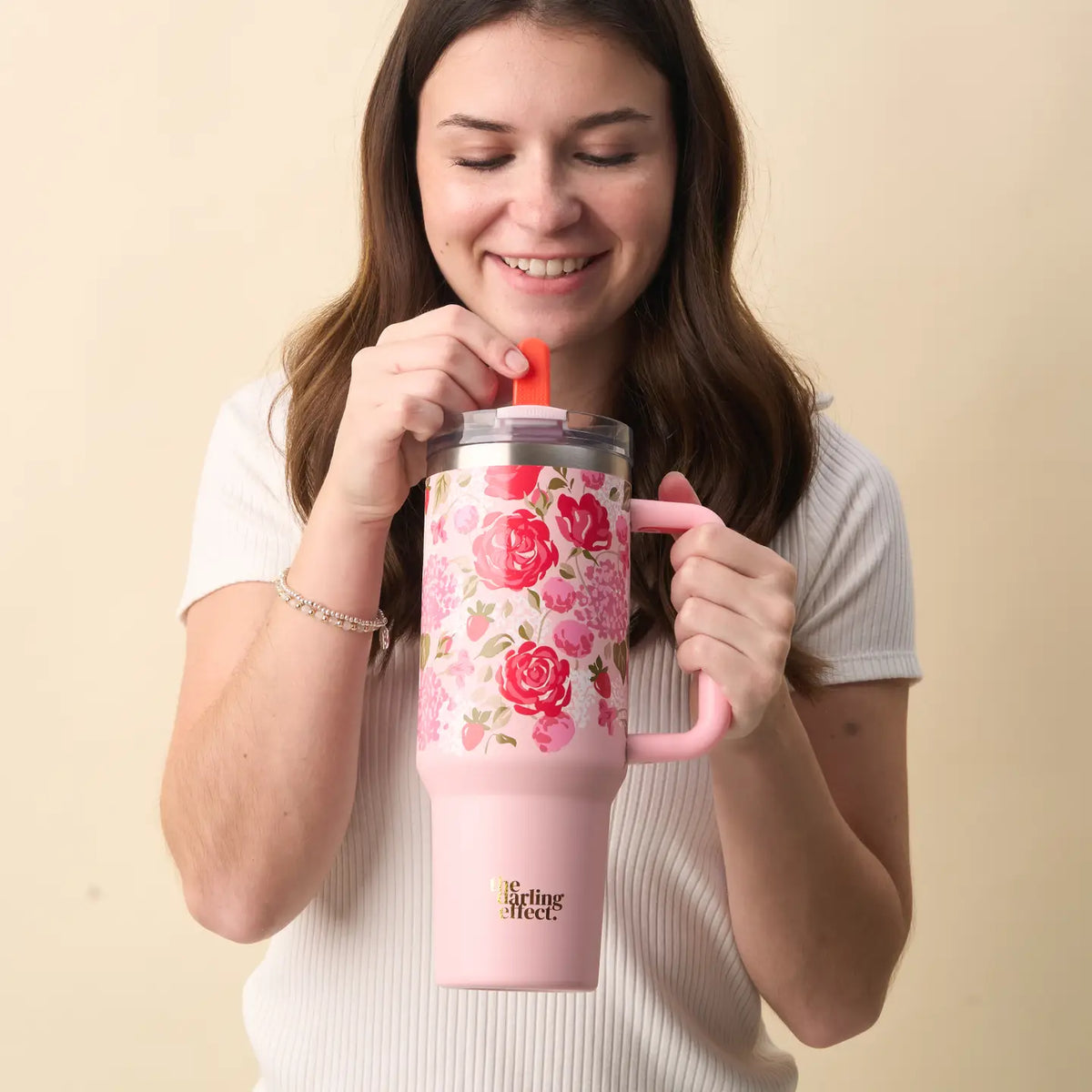 40 oz Lifestyle Flip Straw Tumbler | Rose Garden