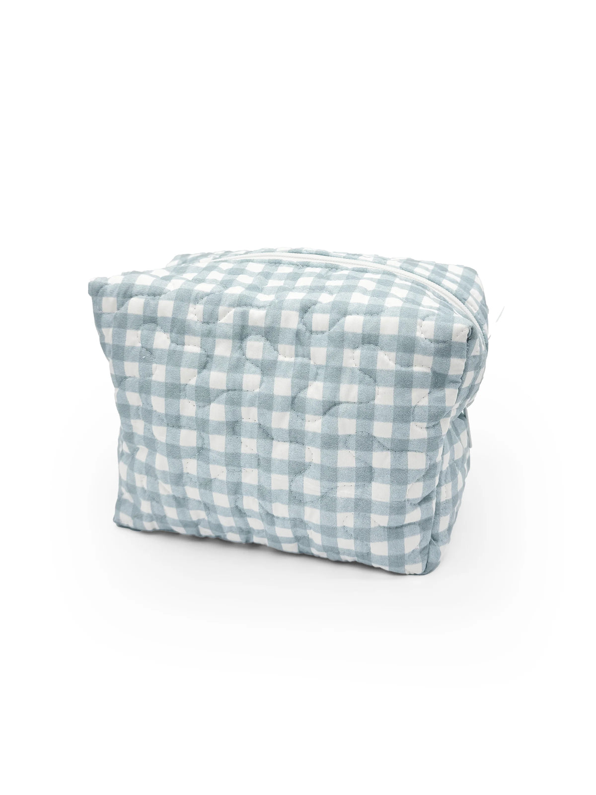 Anthia Gingham Blue Quilted Makeup Bag