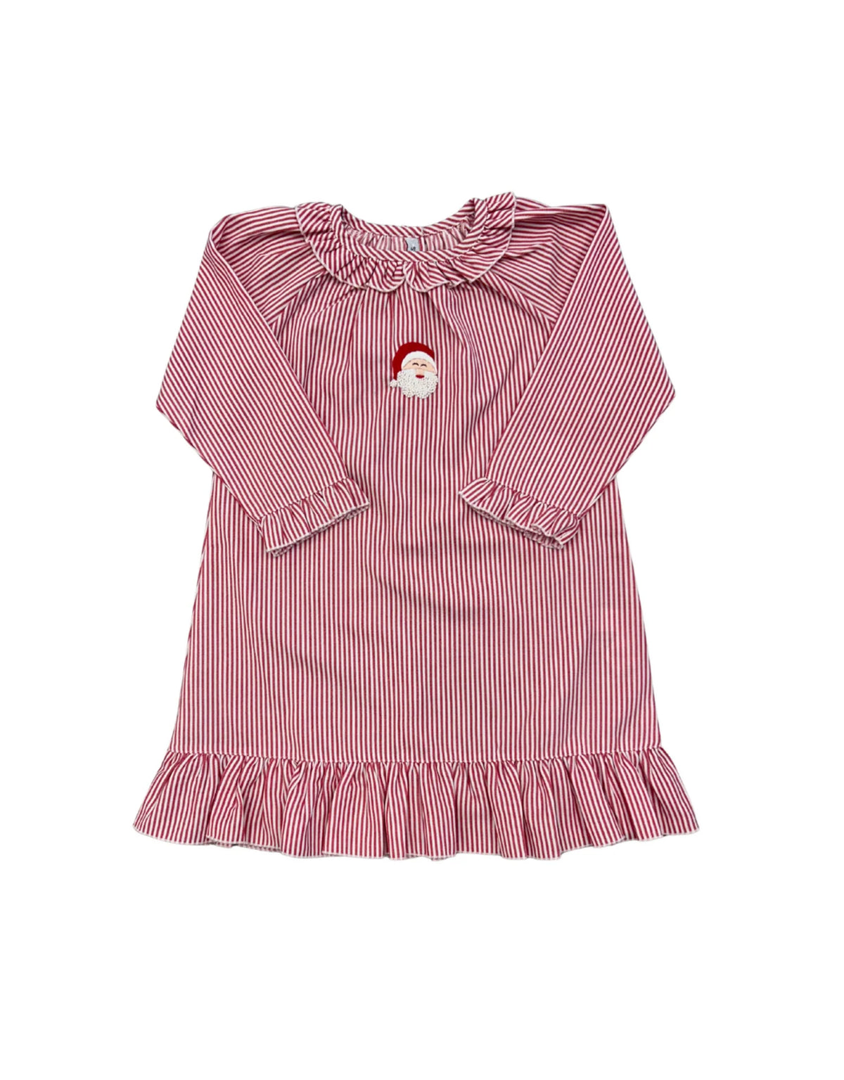 Embroidered Santa NightGown | Red Stripe