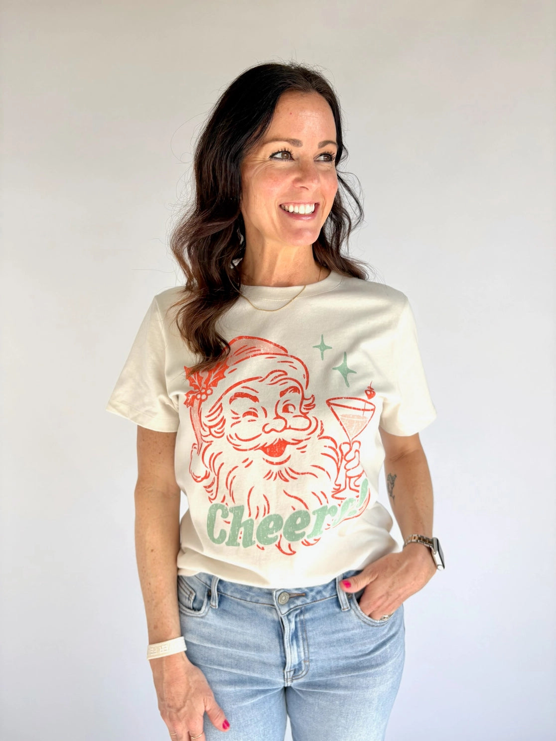 "Cheers! Santa" Mid Length Shirt