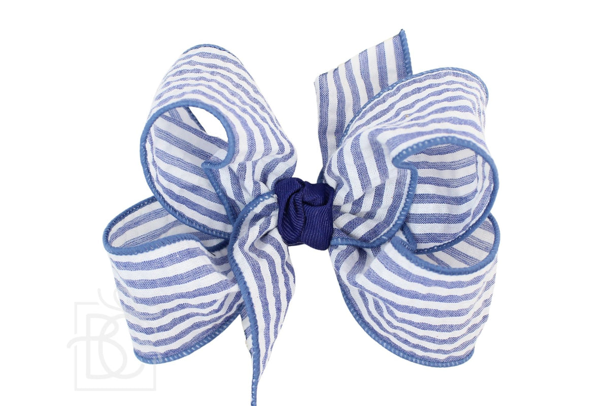 Seersucker Bow On Clip | Navy