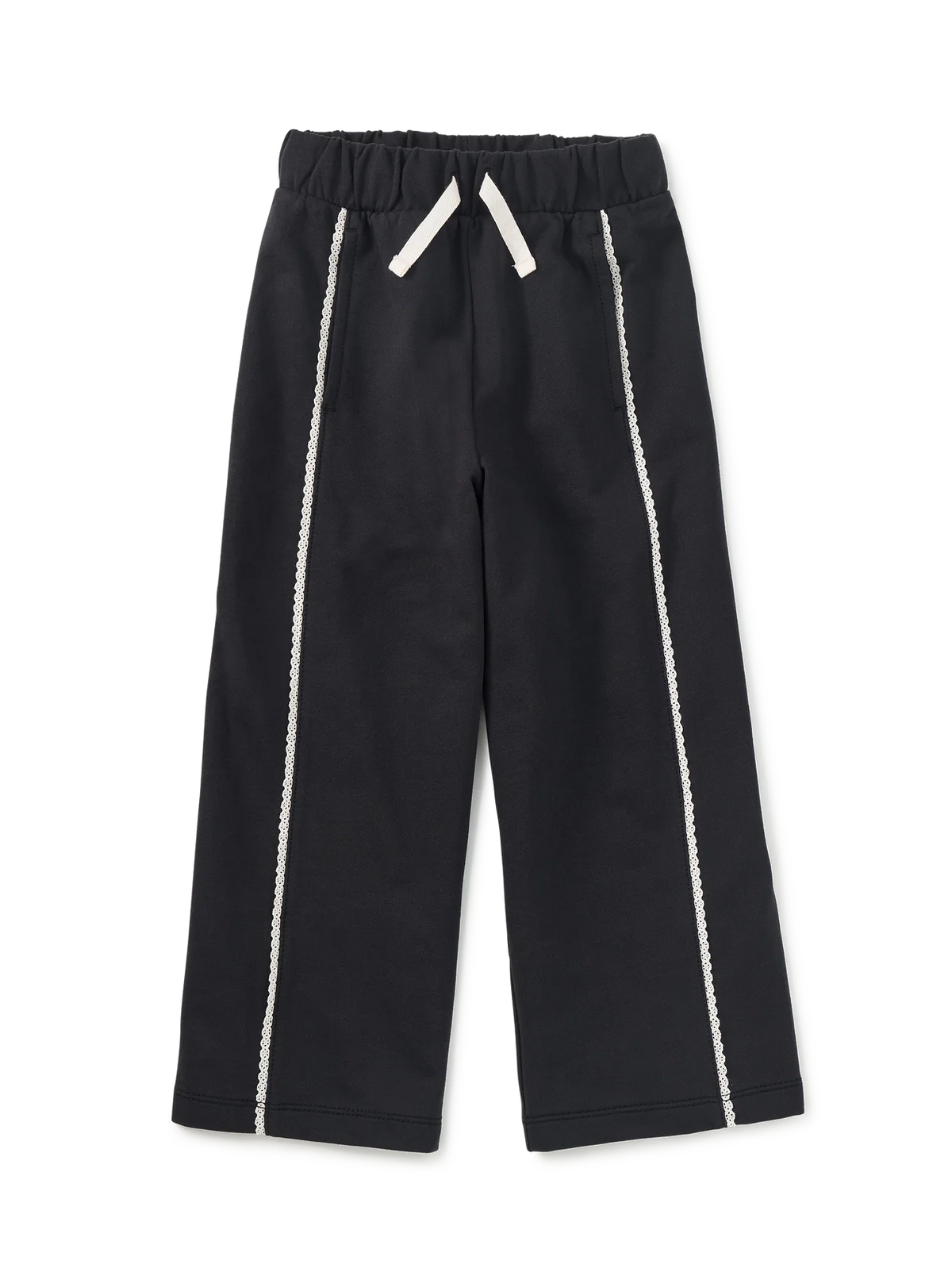 Lace Trim Track Pants - Jet Black