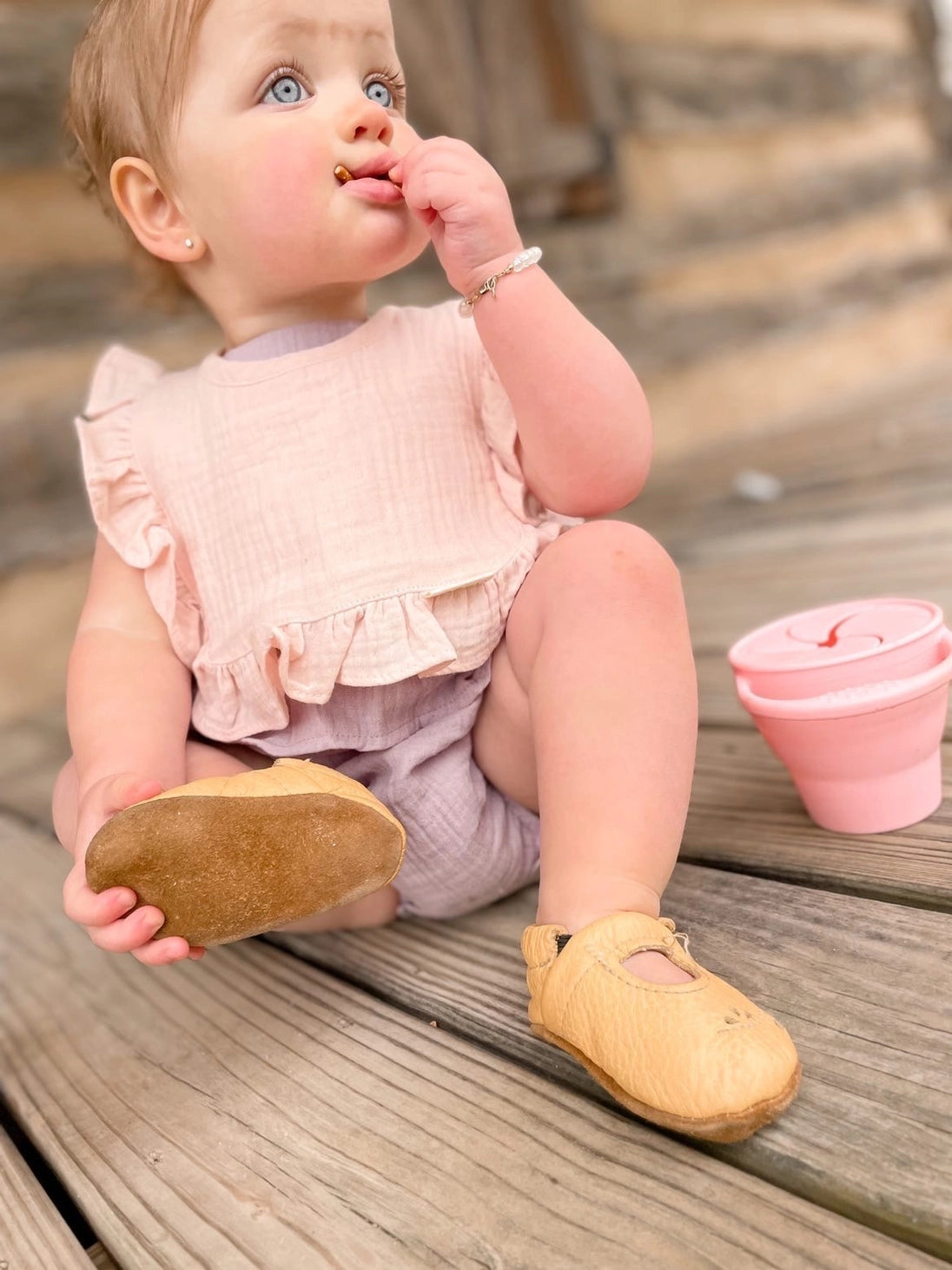 Muslin Cotton Ruffle Baby Bib | Pink