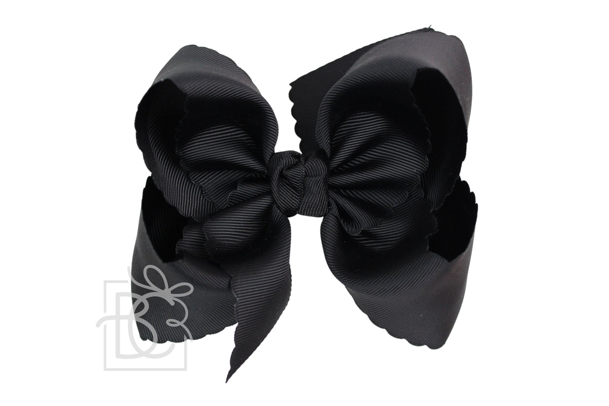 Scalloped Bow with Clip | Black