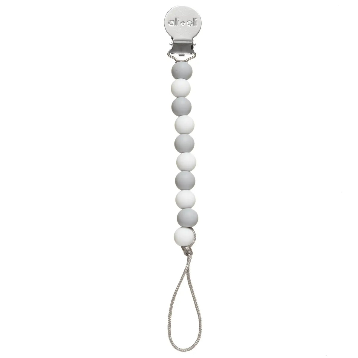 Silicone Pacifier Clip | Grey-White
