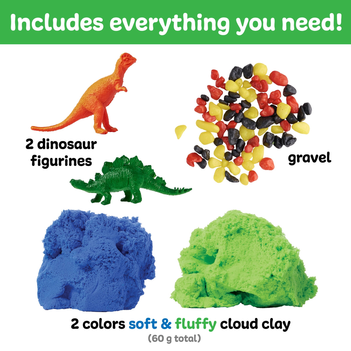 Sensory Mini Play Kit Jar with Cloud Clay: Dinosaur Theme