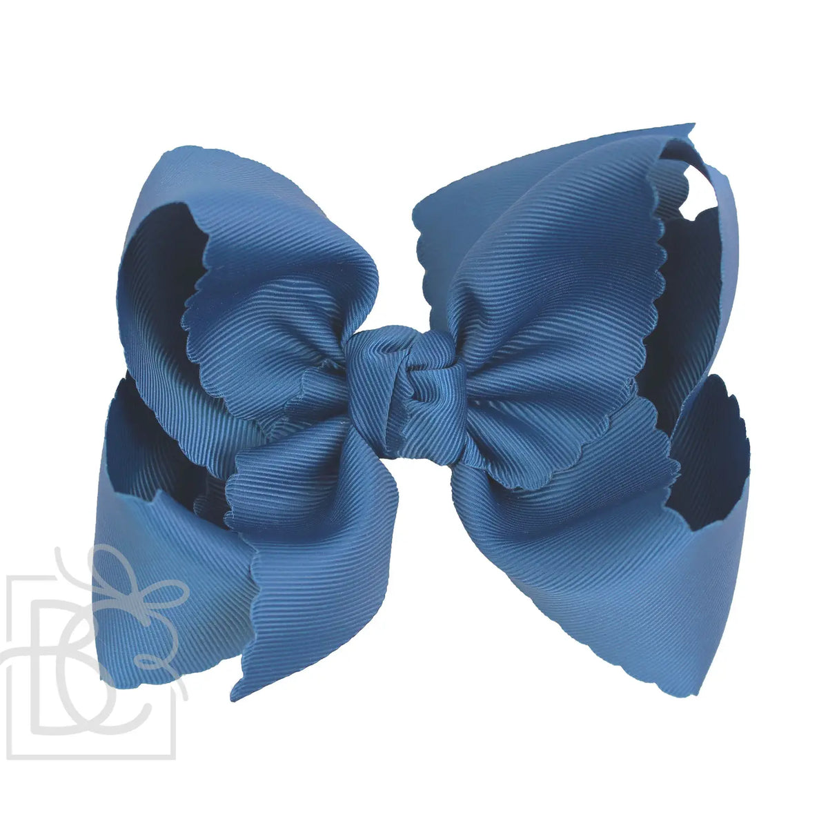 Medium Scalloped Edge Bow | Smoke Blue