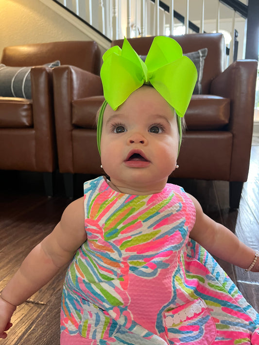Noah Headband Bow | Neon Lime
