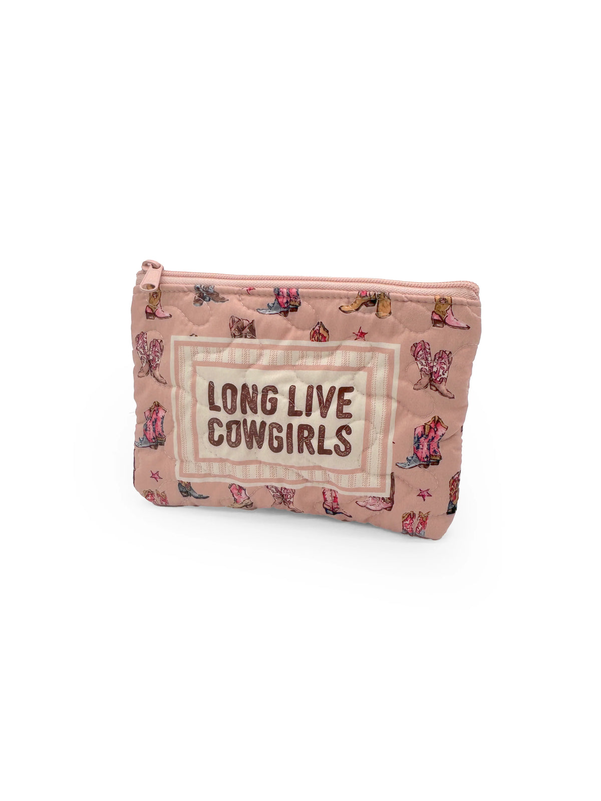 "Long Live Cowgirls" Rose Quilted Makeup Bag