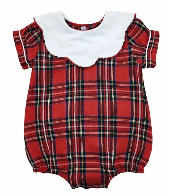 Tartan Plaid w/ White Scallop Collar | Bubble
