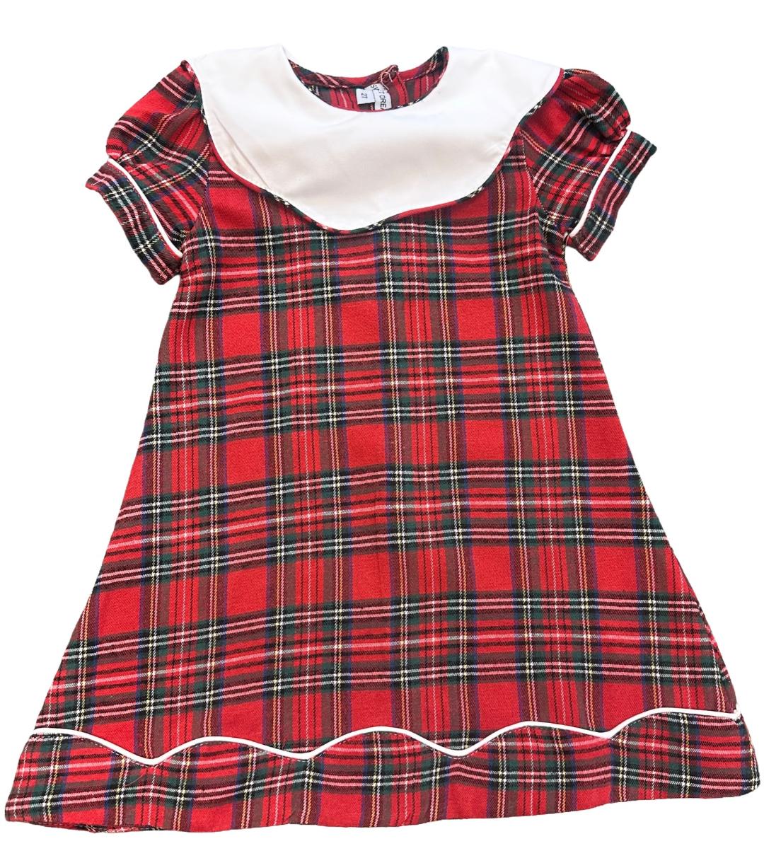 Tartan Plaid Dress | w/ White Scallop Collar