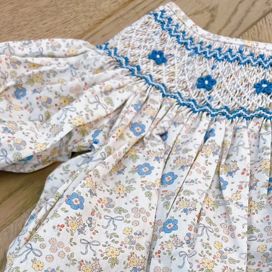 Ashley Blue Bow Floral | Smocked Dress