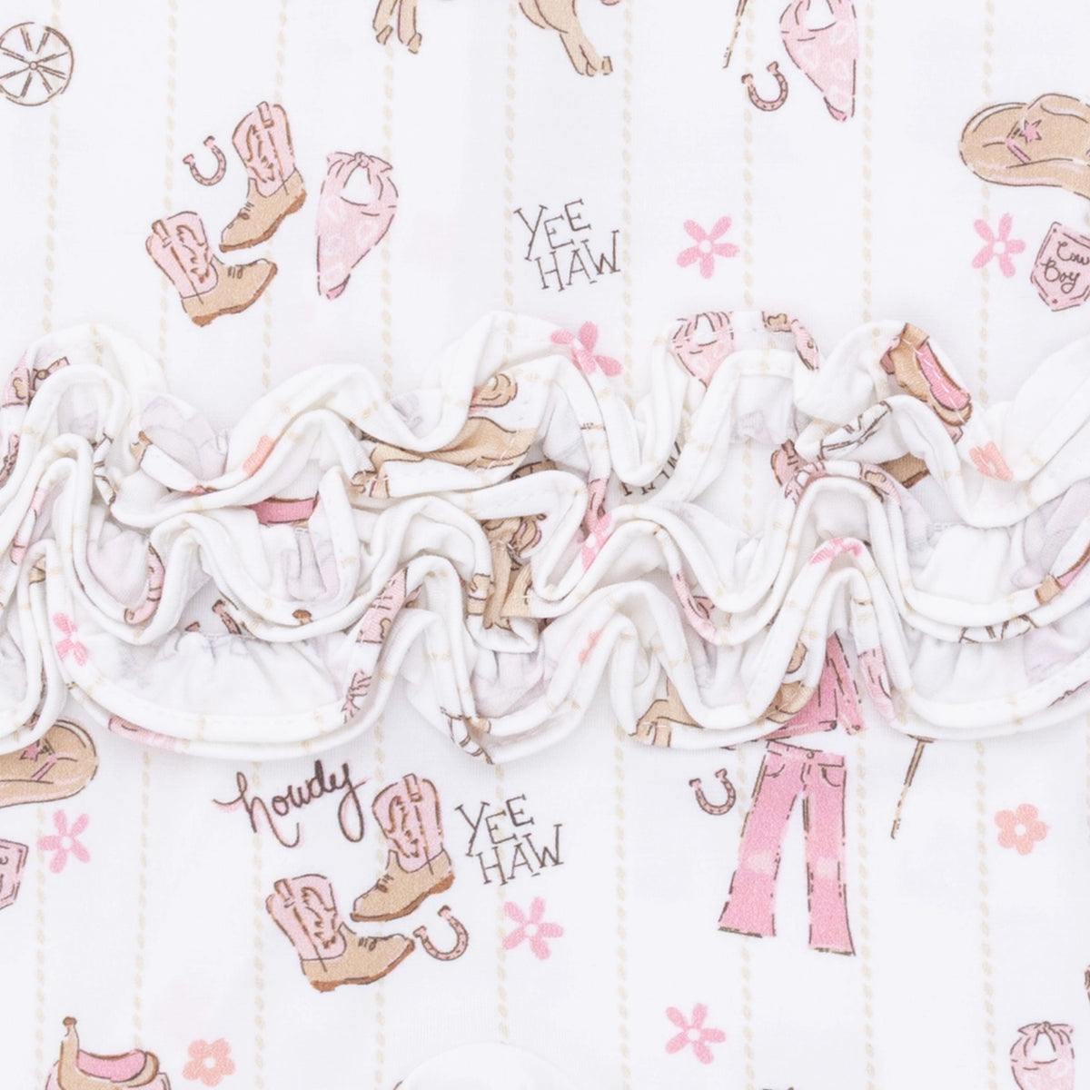 Cowgirl Nursery - 2 Way Ruffle Front Zipper Footie