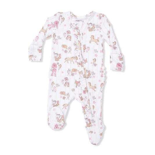 Cowgirl Nursery - 2 Way Ruffle Front Zipper Footie