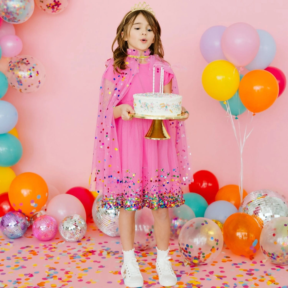 Raspberry Confetti Cape - Kids Dress Up Cape