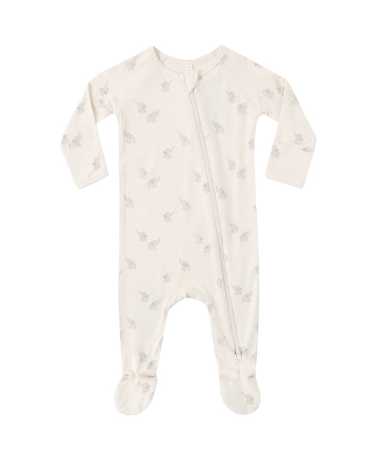 Bamboo Zip Footie - Elephants