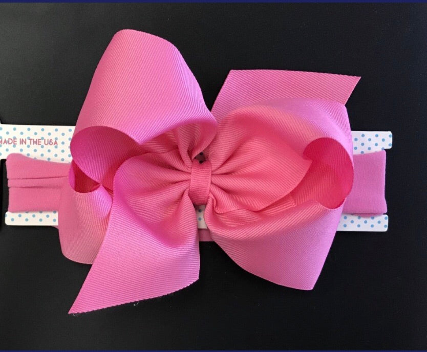 Big Hot Pink Headband Bow - RaineHills
